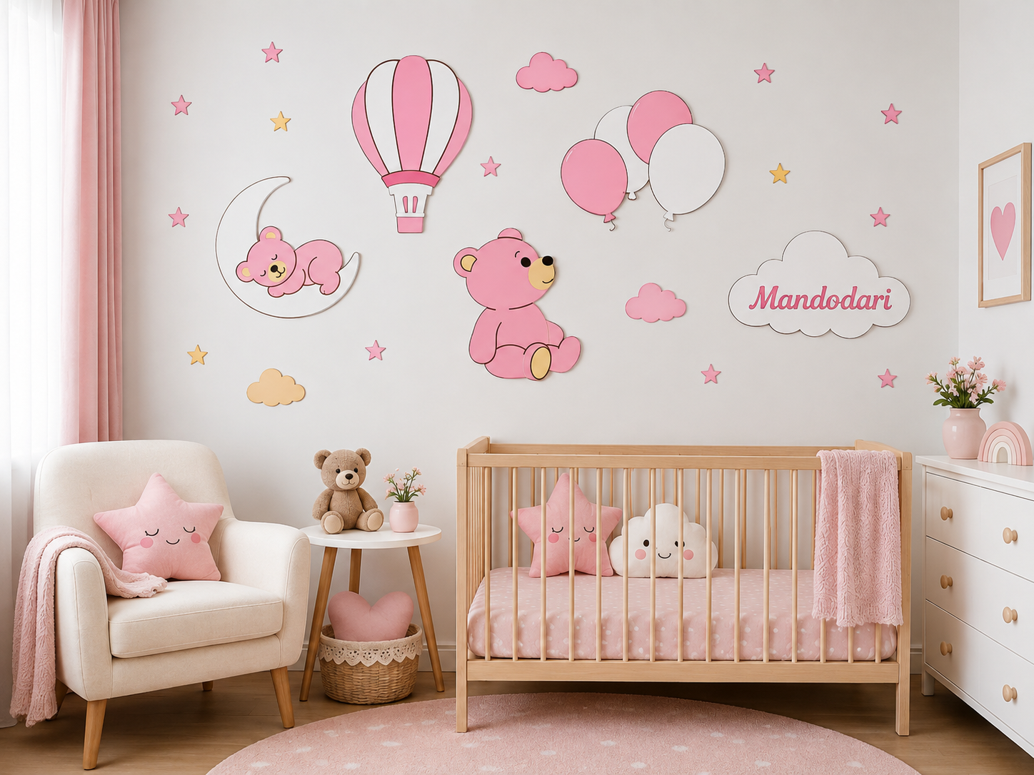 Cute Teddy Bear Theme Wall Nursery Night Lamp
