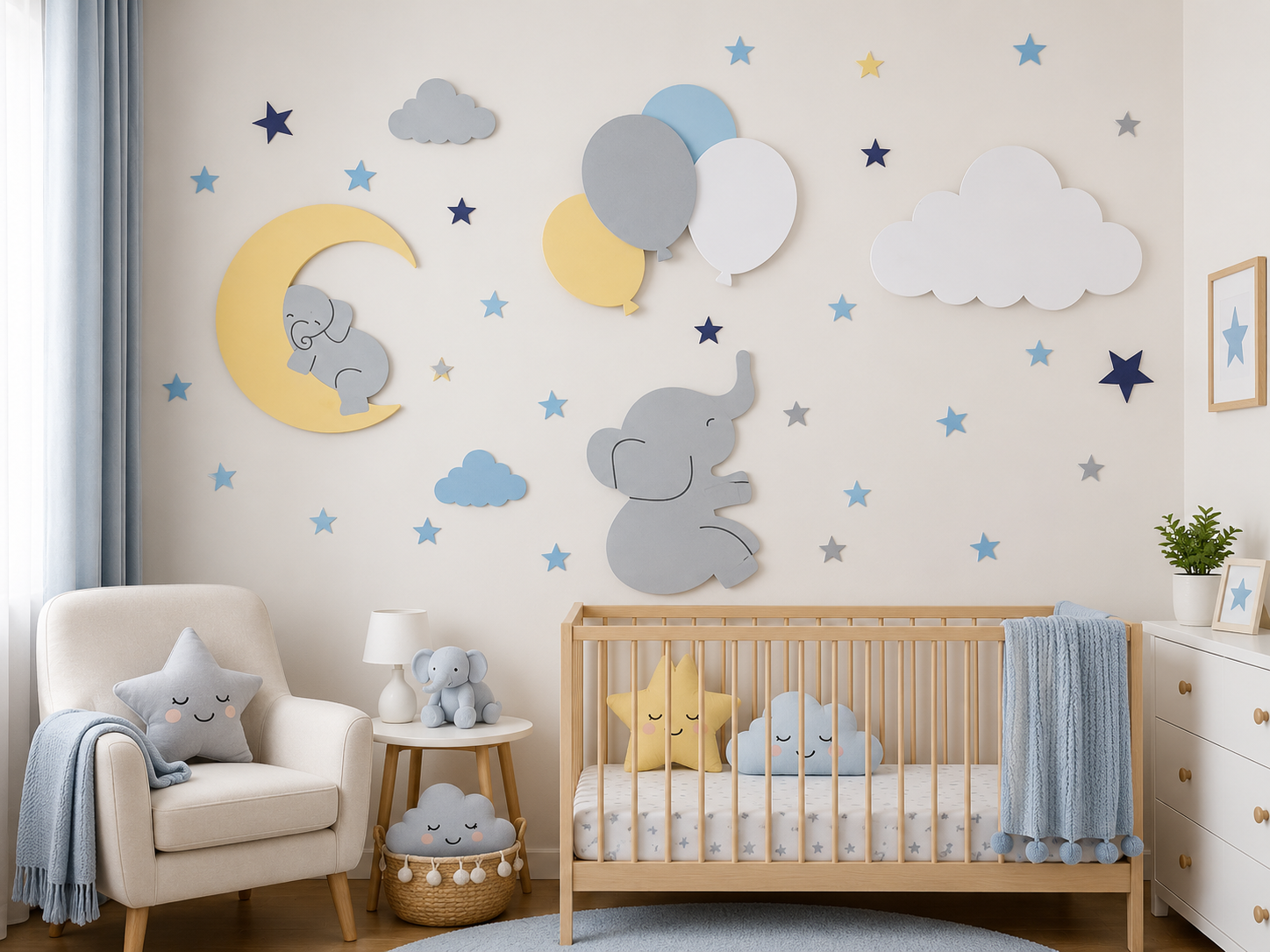Sky Elephant Theme Wall Nursery Night Lamp