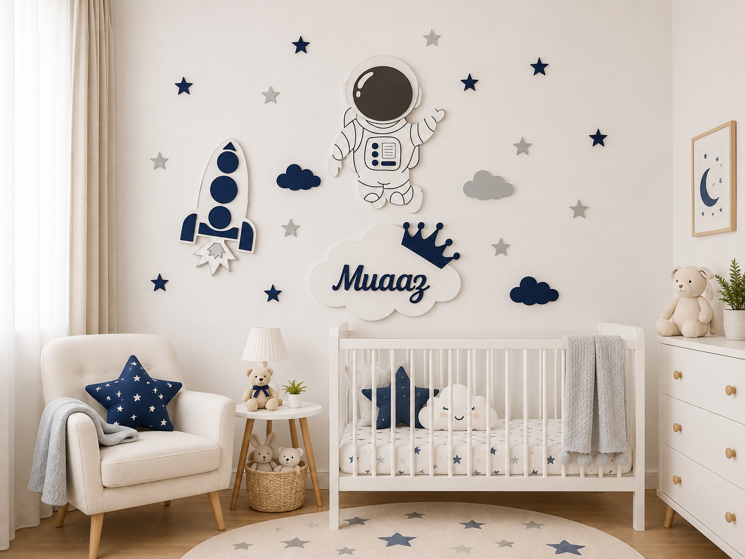 Space Baby theme Wall Nursery Night Lamps : Handmade Nursery Decor