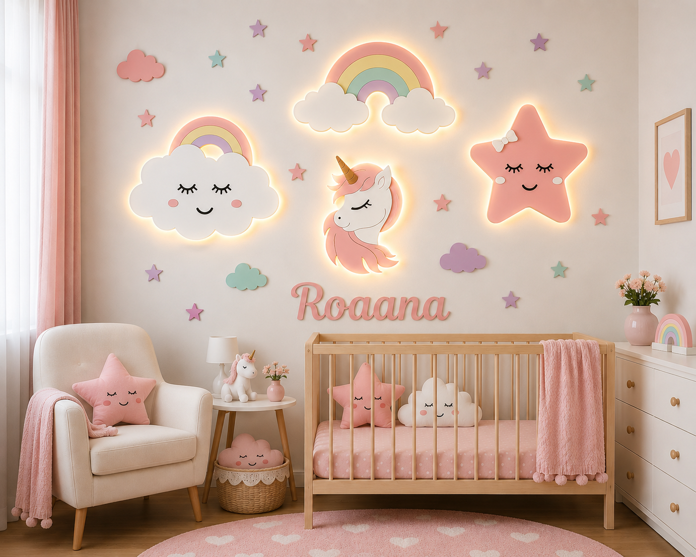 Magical Unicorn theme Wall Nursery Night Lamps : Handmade Nursery Decor