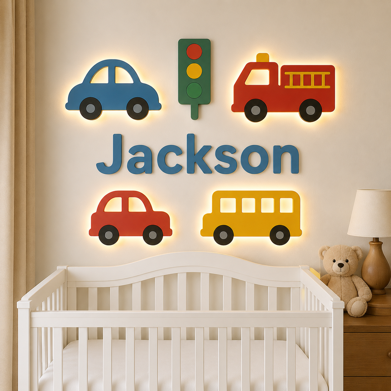 Little Road Trip Theme Wall Nursery Night Lamp: Handmade Nursery Decor